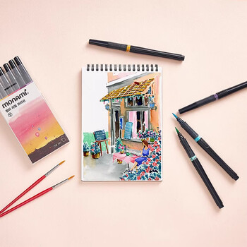 慕那美（monami）软头brush书法画笔绘画毛笔水彩笔遇水不晕染不褪色手绘彩笔极光系列6色套装水彩笔