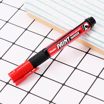 派通（Pentel ）彩色圆头油漆笔 防水速干记号笔粗头大字广告笔MMP20 红色单支装