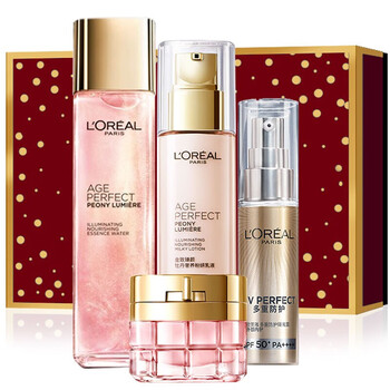 欧莱雅(loreal)护肤化妆品套装女士金致臻颜牡丹奢养系列 隔离保湿