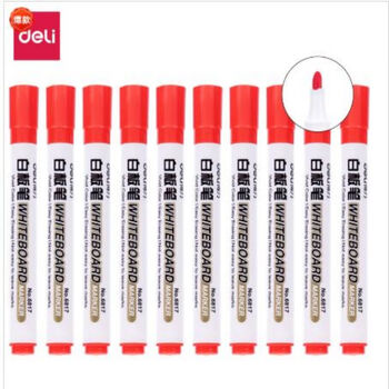 得力(deli)6817白板笔 亚克力笔头色泽明亮可擦易擦办公用品 红色10支/1盒装 得力(deli)6817白板笔 亚克力笔头色泽明亮可擦易擦办公用品 红色10支/1盒装