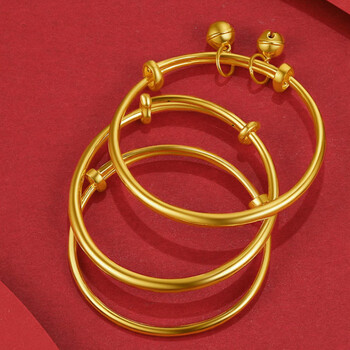 手镯婴儿宝宝款999足金金镯子一对男宝宝女宝宝满月周岁儿童小孩礼物