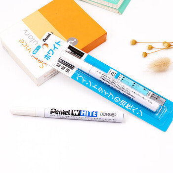 派通（Pentel ）油漆笔0.5mm细头针管 汽车补漆划痕修复 油性记号笔 X100W-F 白色
