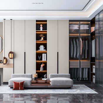 爱格板轻奢家居现代简约衣柜定制到顶卧室整体玻璃衣帽间全屋定做