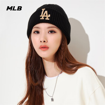mlb针织帽 男女帽子 la道奇队毛线帽情侣包头保暖针织帽户外时尚百搭