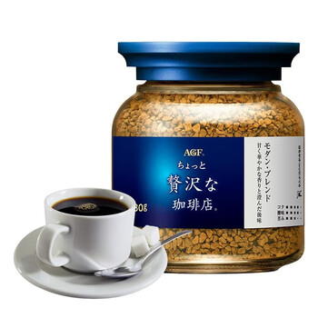 AGF奢华咖啡店 蓝白罐冻干黑咖啡80g现代摩登风味 无蔗糖原装进口