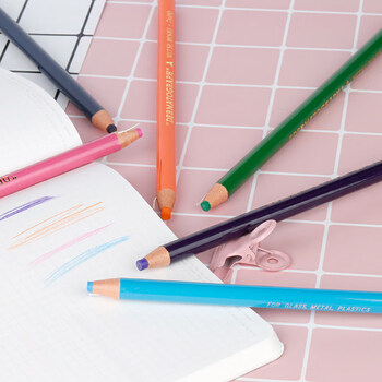 uni三菱油性蜡笔环保手撕卷纸7600工业标记笔(可书写底片/玻璃/皮革/金属等)紫色单支装