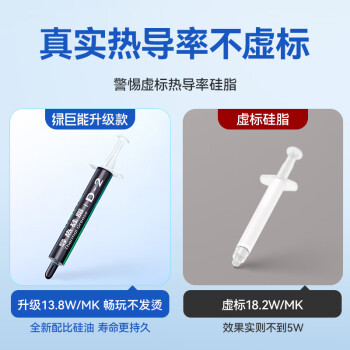 绿巨能（llano）硅脂散热导热CPU芯片主机笔记本电脑显卡液态硅胶膏系数13.8（W/m·K）2g*1 