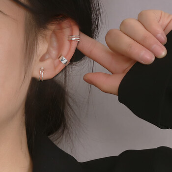 面不对称耳夹无耳洞女耳骨夹简约耳环个性气质感咬耳朵耳三件套各一只
