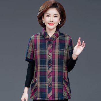 卞风(bianfeng) 中老年马甲女夹棉加厚秋冬季妈妈装纯棉坎肩背心大码