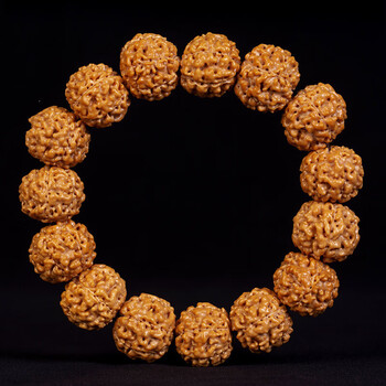 一北 罕见6/7瓣脑纹 蜂窝爆肉金刚菩提手串男 姜黄皮尼泊尔原籽佛珠