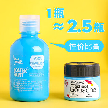 【全网低价】蒙玛特(Mont Marte)250ml水粉颜料常用4色 水粉画颜料儿童初学者画画色彩颜料套装 亮色可水洗颜料MPST4001美术写生
