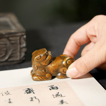 漢墨 青铜螭虎镇尺 镇纸可架笔毛笔架笔搁摆件 文房四宝书法礼品礼物礼盒装