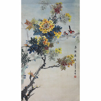 活画创始人  吴增《鸟语花香》夜现财神 r601