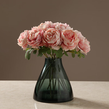 橡树庄园 北欧轻奢窄口玻璃花瓶摆件创意餐桌鲜花插花瓶套装客厅家用