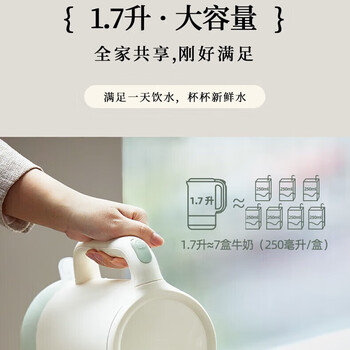 小熊（Bear）电热水壶 不锈钢内胆热水壶 ZDH-R17B3双层防烫烧水壶1.7L大容量 