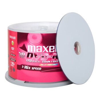 麦克赛尔（Maxell）DVD-R光盘 刻录光盘 光碟 空白光盘 可打印光盘 16速4.7G台产 桶装50片