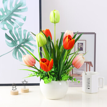 环欧行假花仿花摆设玫瑰花束客厅摆件绢花插花花艺装饰塑料花餐桌摆花