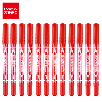 齐心(Comix)速干防水小双头油性物流笔/记号笔 工具 红色12支装 MK804 齐心(Comix)速干防水小双头油性物流笔/记号笔 工具 红色12支装 MK804