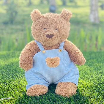 蒂宾 巴塞罗熊衣服 胖胖熊娃衣巴塞罗那熊 蓝色背带裤 适合47cm熊的