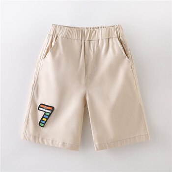 男童短裤儿童春夏半截裤中小童七分裤男孩夏装裤子小孩七分裤 米色