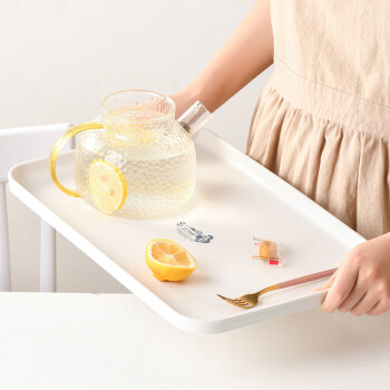 默淘（MOTAO）长方形托盘家用客厅简约茶盘放杯子水杯收纳盘圆形水果盘塑料 长方形-大号（40.5x27.3x2）cm