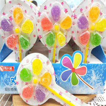 风车糖马大姐欢心棒棒糖风车形水果味软棒棒糖儿童糖果玩具60支