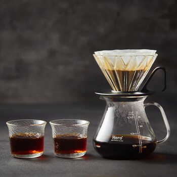 Hero日式锤纹杯透明玻璃咖啡杯耐高温茶杯防滑水杯手冲咖啡杯（单只）