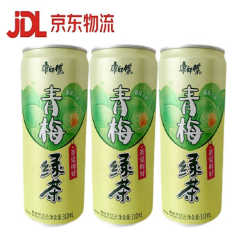 康師傅飲料青梅綠茶310ml罐裝果味茶飲品細高罐 12罐(半箱)