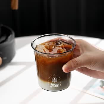 Bincoo玻璃杯咖啡杯简约扩口冷萃冰美式拿铁杯啤酒杯透明水杯茶杯
