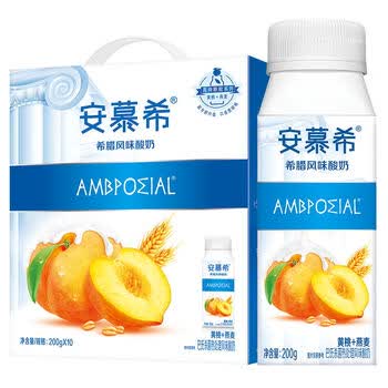 伊利安慕希黄桃燕麦风味酸牛奶200g*10盒*2箱真实果粒