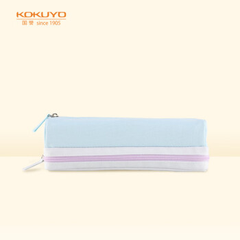 国誉（KOKUYO）PENCASE笔袋大容量铅笔盒双层分类收纳笔袋 蓝色 1个 WSG-PC252B