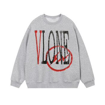苛鱼vlone卫衣男圆领藤原浩闪电限定联名大v印花无帽宽松街头情侣装冬