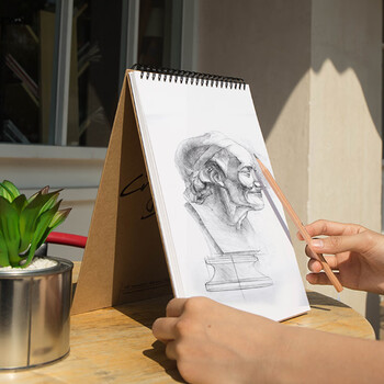 得力（deli）16K40张牛皮纸竖翻画材绘画可立美术专用本素描本竖翻空白绘画本73601-S双十一热门商品