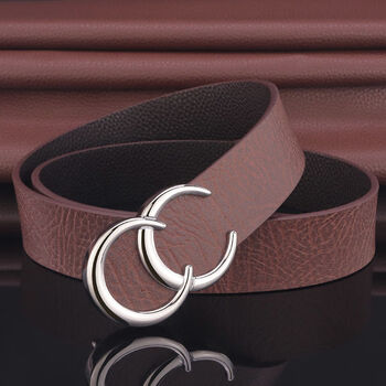 c皮带男韩版潮真皮年轻人头层牛皮休闲时尚腰带个性裤带 咖皮银cc扣