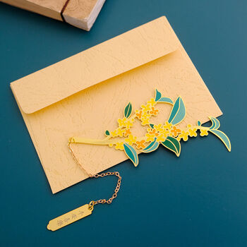 刻字礼物十二月花金属书签中国风礼品宋老师小清新可爱礼物 八月桂花