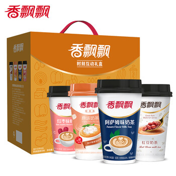 香飘飘奶茶时刻互动礼盒原味红豆红枣阿萨姆4种口味16杯整箱1.216kg冲饮