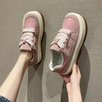 望潮鮀品丑萌憨憨大头面包鞋女新款复古韩版厚底增高百搭运动休闲板鞋