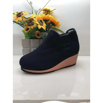 漠悠洛呢子帮棉鞋白山博亚牌坡跟高跟酒红蓝色呢子帮棉鞋东北特产防滑