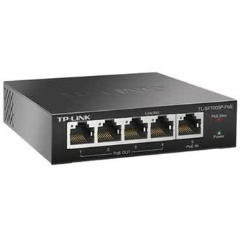 普联（TP-LINK）5口POE网络交换机百兆 一体化延长网线数据传输 POE交换机 POE受电不带电源线TL-SF1005P-POE