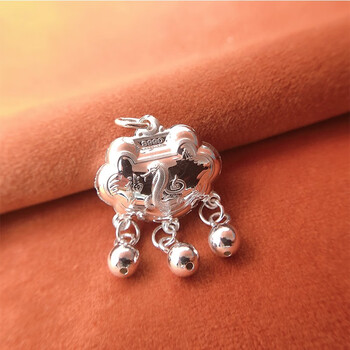 khsk银十二生肖银锁宝宝婴儿童999长命锁项链吊坠子满月宝蛇银锁红