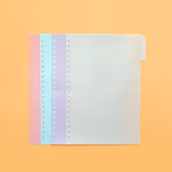 文谷（Wengu）A5分页纸20孔分类标签笔记本记事本隔页纸索引纸 手账替芯活页纸塑料通用有孔4张每包A5-4P