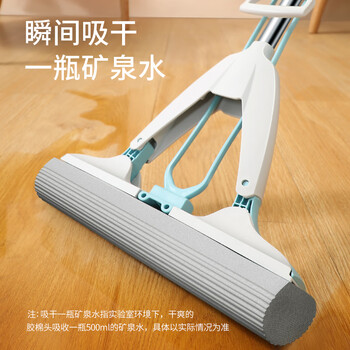 美丽雅胶棉拖把28cm1拖头吸水海绵家用一拖净免手洗干湿两用拖地墩布