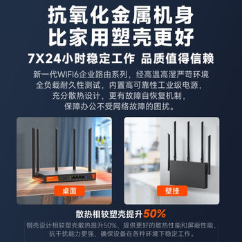 Tenda腾达W30E AX3000 5G双频千兆企业级家用商用高速无线路由器 WiFi6穿墙金属壳体/简易防火墙
