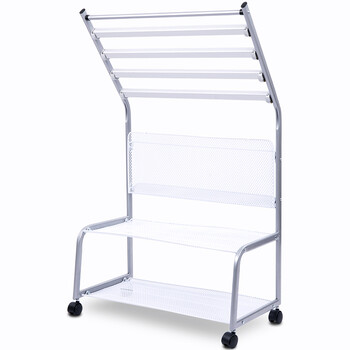 得力(deli)9304 报刊架杂志架 图书馆报夹 办公室置物架书架报夹架广告宣传册资料展示架海量型 银色 单个装