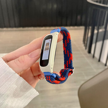 手环oppo替换腕带编织尼龙柯南男女生个性时尚活力蓝红配米白壳适用