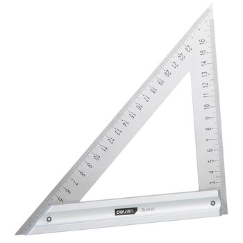 得力 deli 不锈钢三角尺直角尺木工钢板尺加厚45度钢板尺 200mm dl