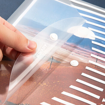 金得利12个装A4透明竖式条纹按扣袋文件袋资料袋学生用试卷收纳袋孕检袋子档案袋FB335-12