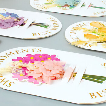 狮洛德 母亲节干花贺卡diy创意新年卡片生日贺卡立体造型留言祝福卡2张