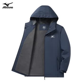 美津浓mizuno 夹克男连帽梭织印花透气户外情侣冲锋衣外套跑步运动