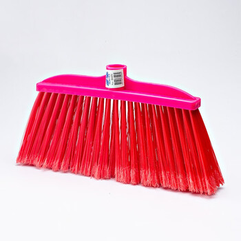 妮管家平头红色塑料硬毛扫把家用钢杆户外粗丝扫把笤帚物业车间商场